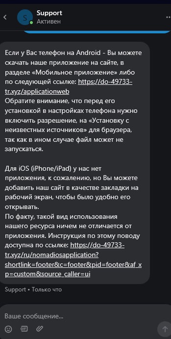 Краткая инструкция, как скачать Номад казино