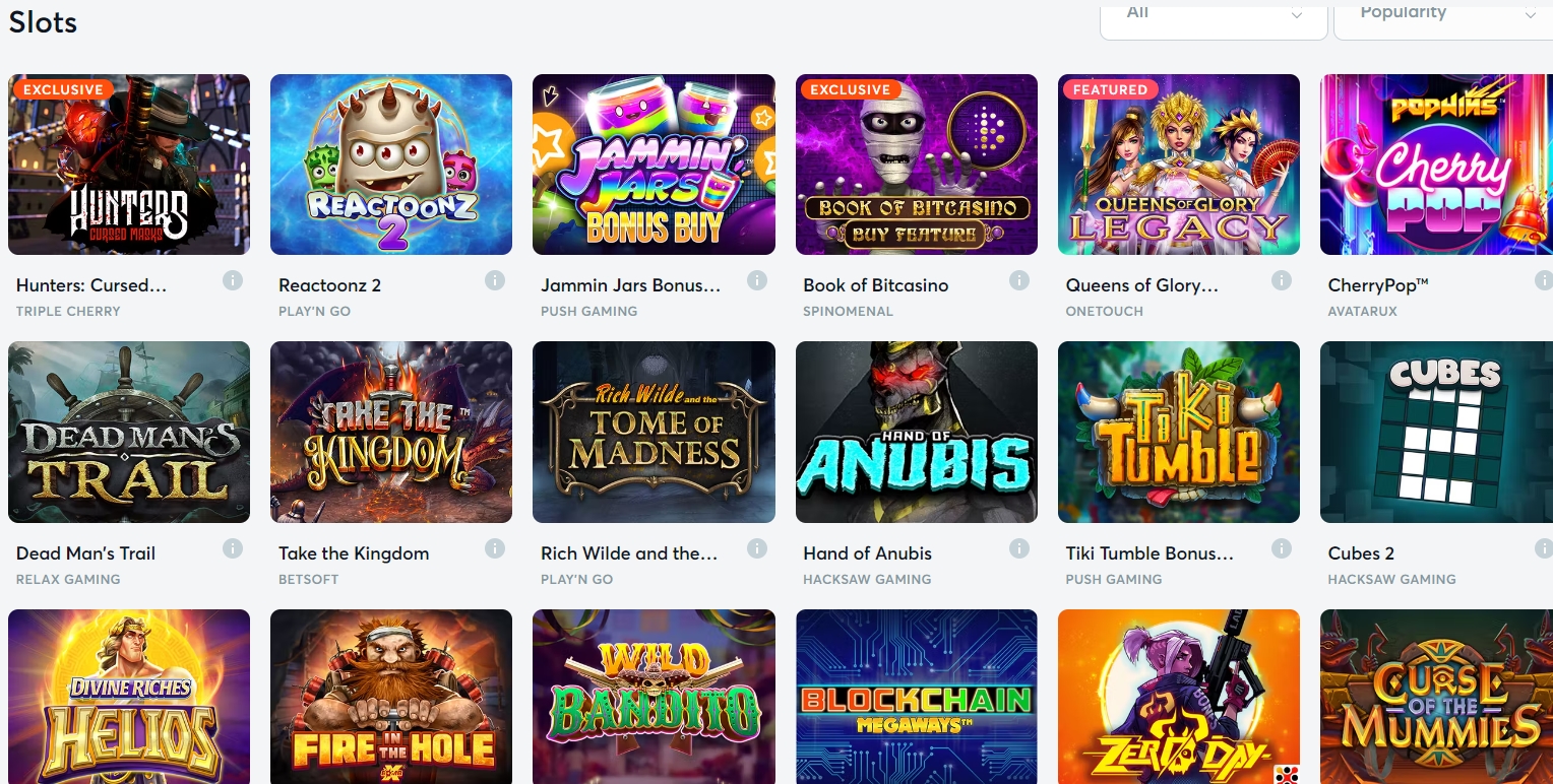Слоты в казино Bitcasino