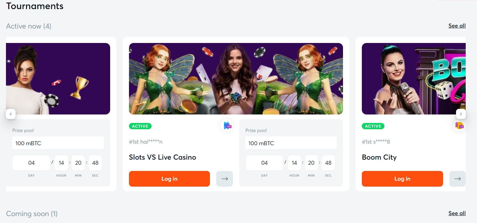 Турниры в казино Bitcasino