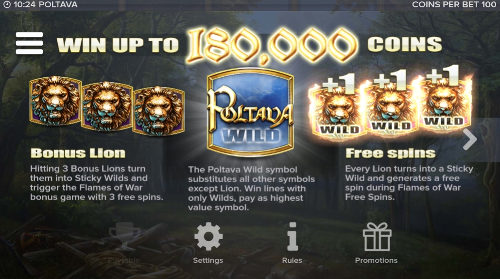 Специальные символы в слоте Poltava Flames Of War