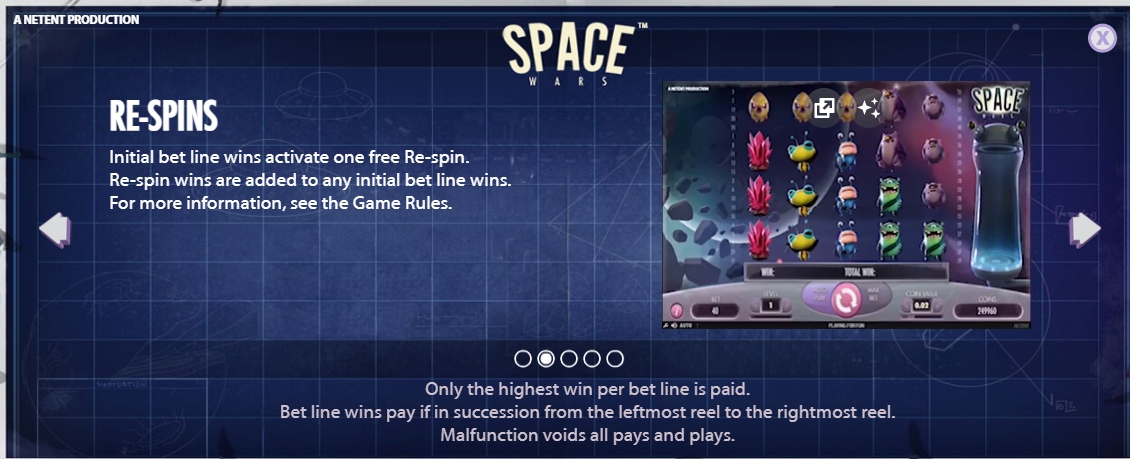 Респины в слоте Space Wars