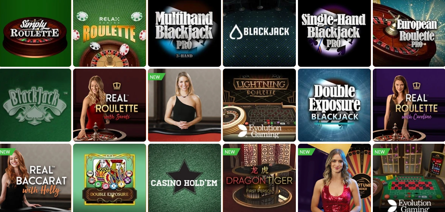 Настольные игры в казино Betsson