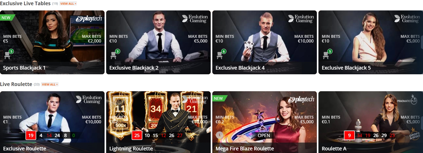 Живые игры в казино Betsson