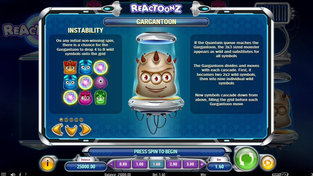 Бонусы в слоте Reactoonz