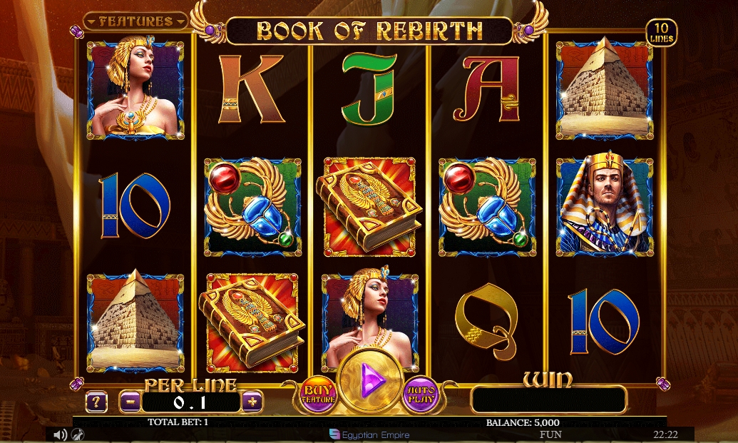 Интерфейс слота Book Of Rebirth