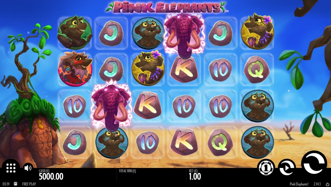 Интерфейс слота Pink Elephants