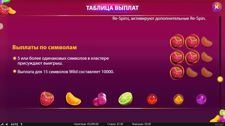 Специальные символы в слоте Berryburst MAX