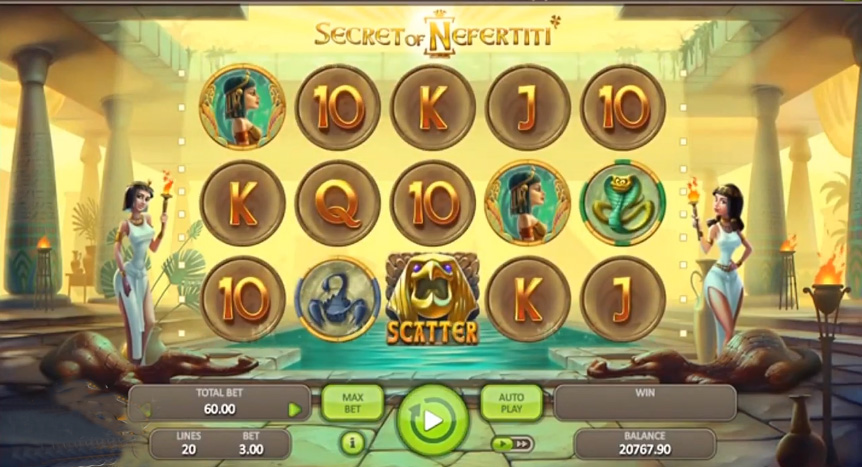 Интерфейс слота Secret Of Nefertiti