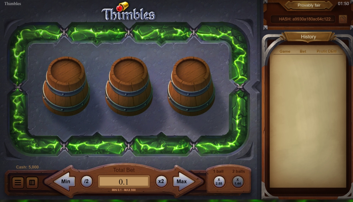 Интерфейс слота Thimbles