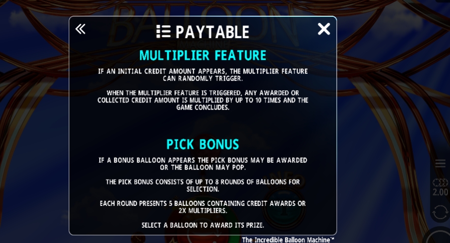 Бонусная игра в слоте The Incredible Balloon Machine
