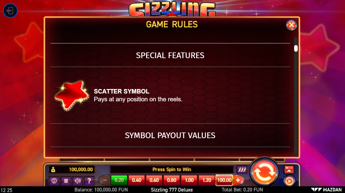 Специальный символ в игре Sizzling 777