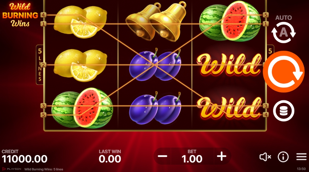 Интерфейс слота Wild Burning Wins: 5 lines