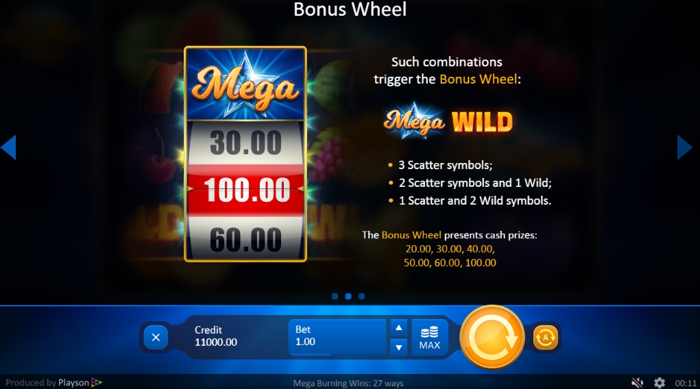 Бонусная игра в слоте Mega Burning Wins 27