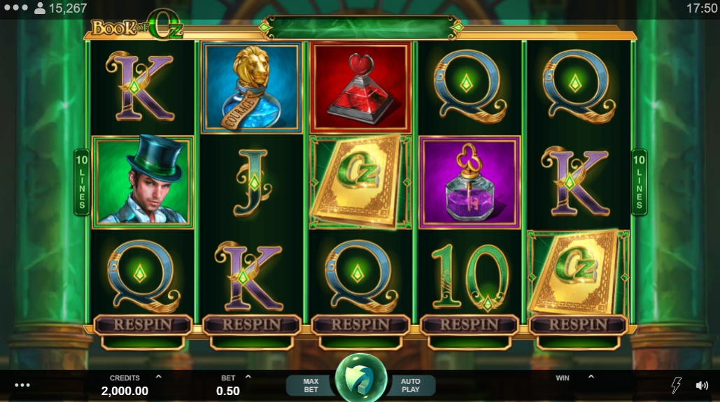 Интерфейс слота Book of Oz