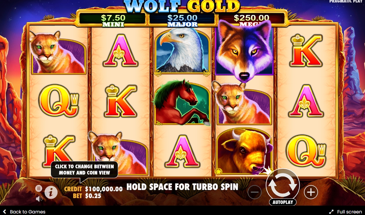 Интерфейс слота Wolf Gold