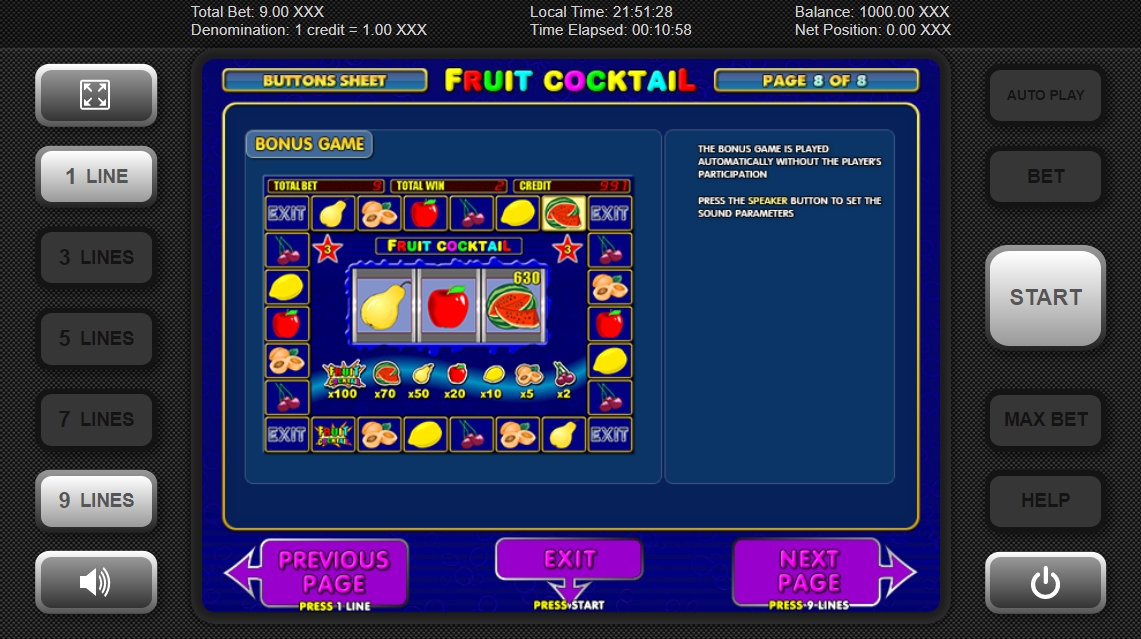 Бонусная игра в слоте Fruit Cocktail