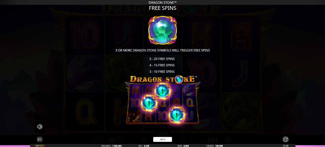 Фриспины в слоте Dragon Stone