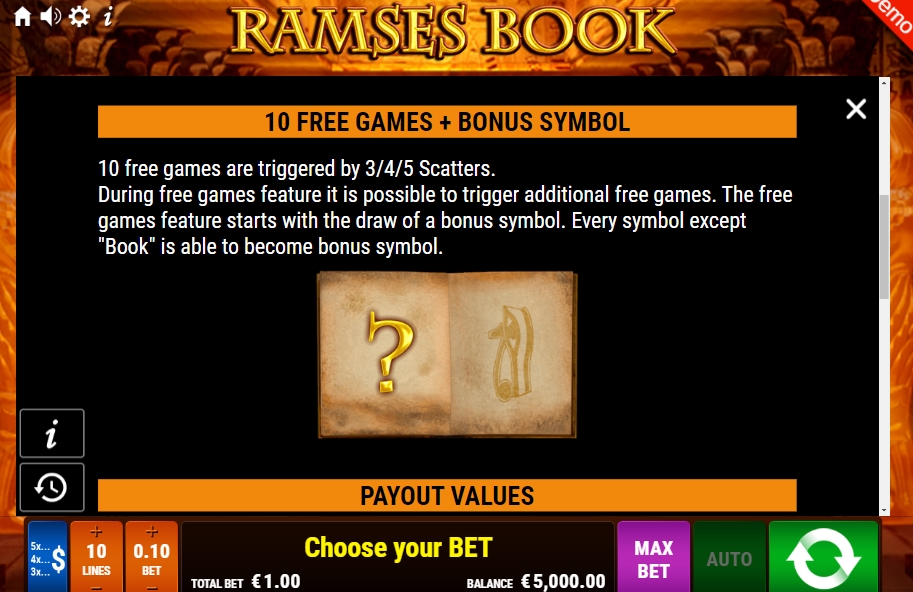 Фриспины в слоте Ramses Book