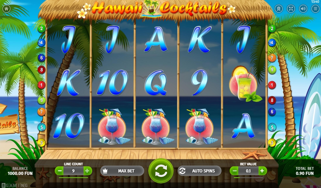 Интерфейс слота Hawaii Cocktails