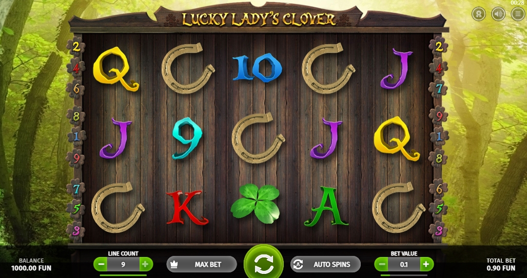 Интерфейс слота Lucky Lady's Clover