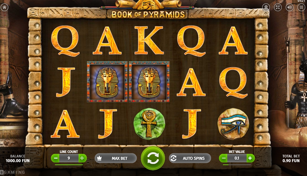 Интерфейс слота Book of Pyramids