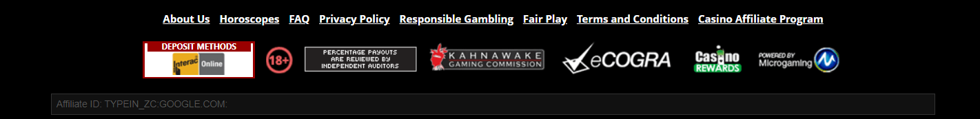 Интерфейс Zodiac Casino