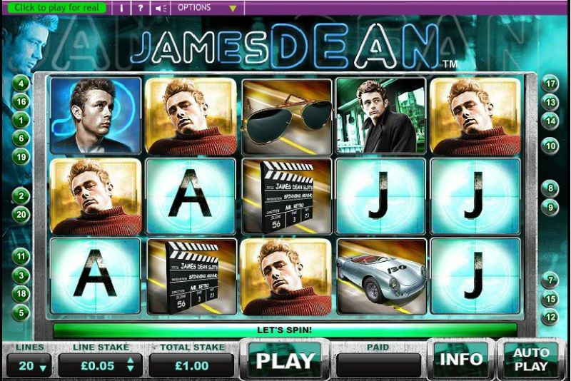 Интерфейс слота James Dean