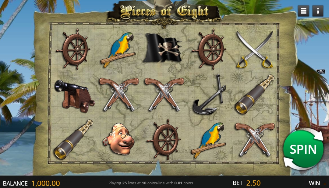 Интерфейс слота Pieces of Eight