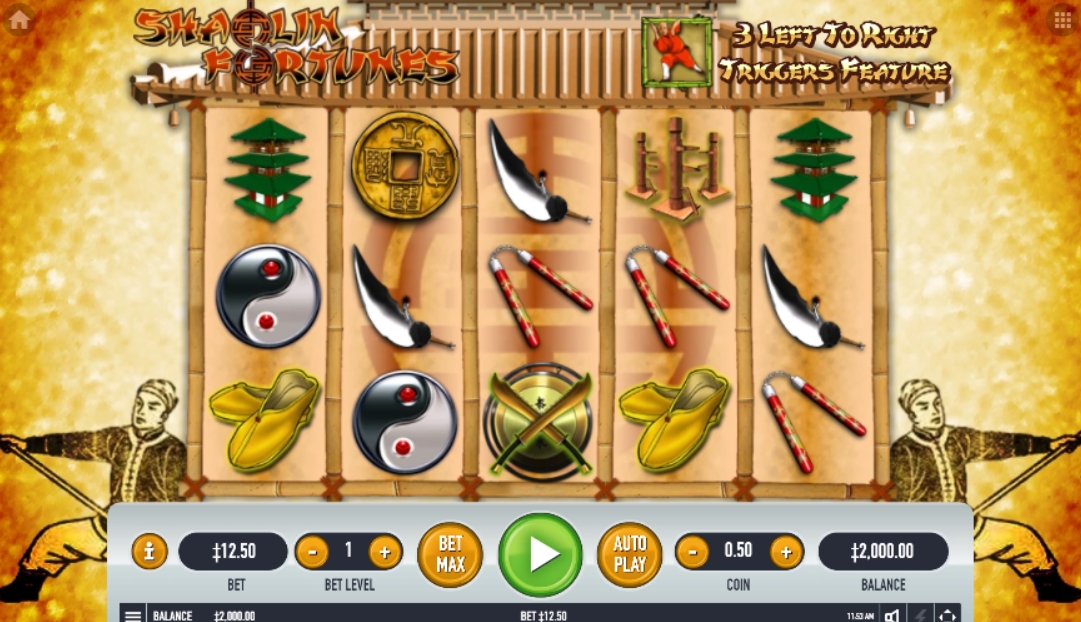 Интерфейс слота Shaolin Fortunes