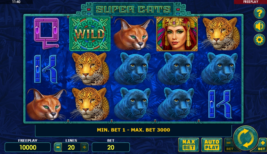 Интерфейс слота Super Cats