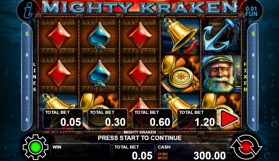 Интерфейс слота Mighty Kraken