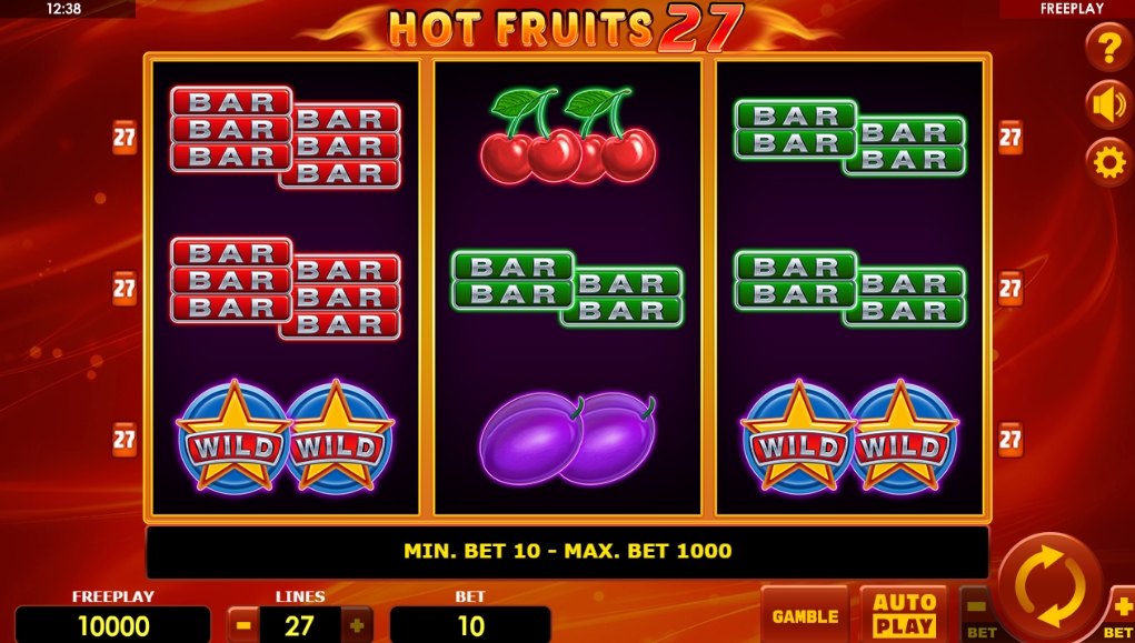 Интерфейс слота Hot Fruits 27