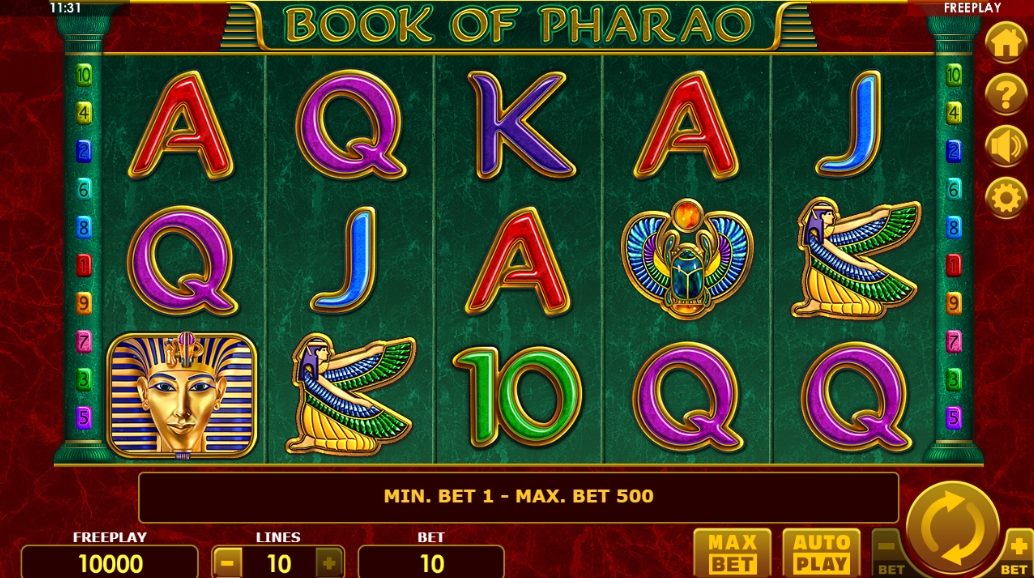 Интерфейс слота Book of Pharao
