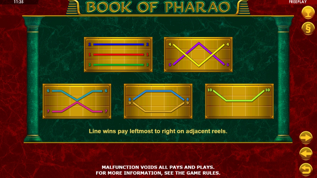 Линия выплат в слоте Book of Pharao