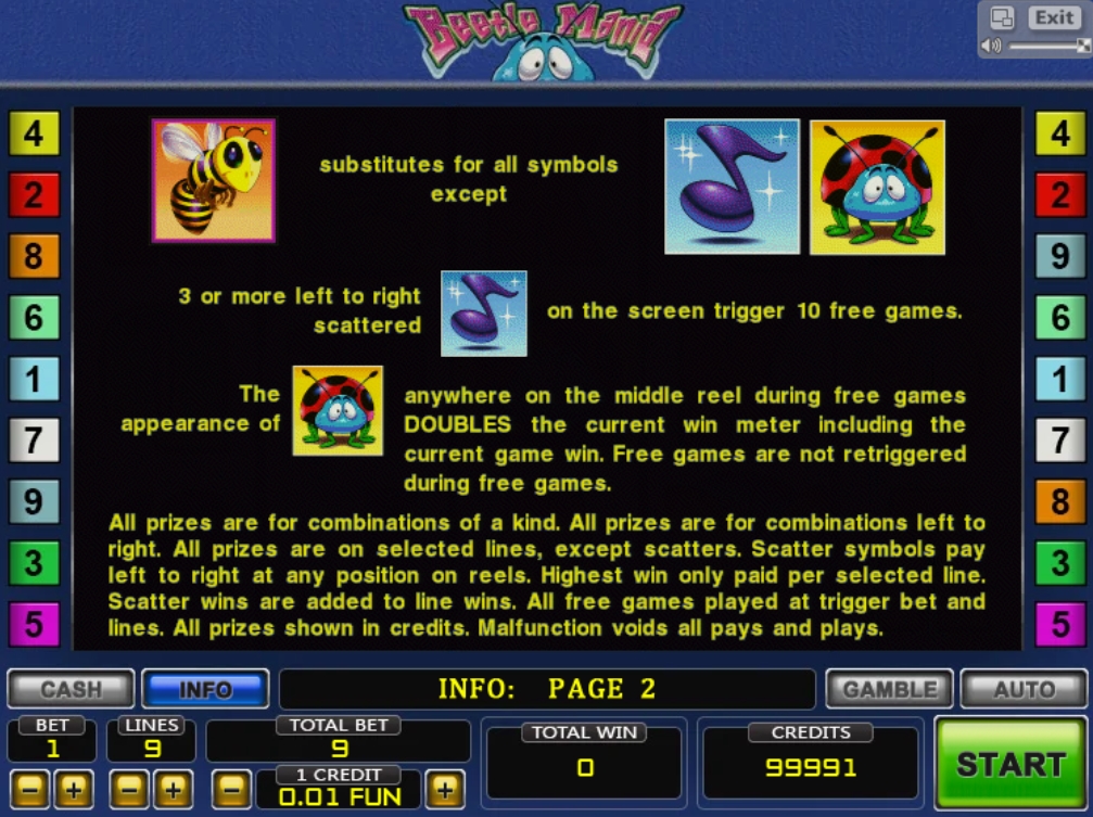 Специальные символы в слоте Beetle Mania