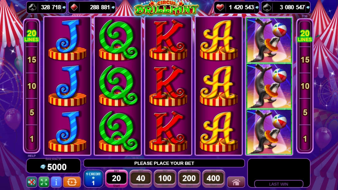Интерфейс слота Circus Brilliant
