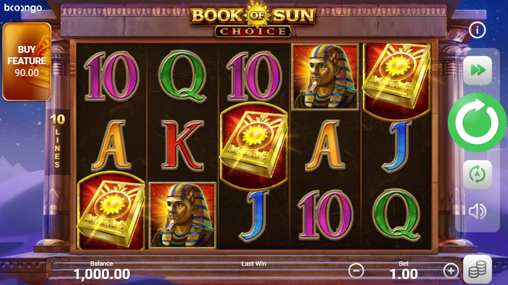 Интерфейс слота Book of Sun: Choice
