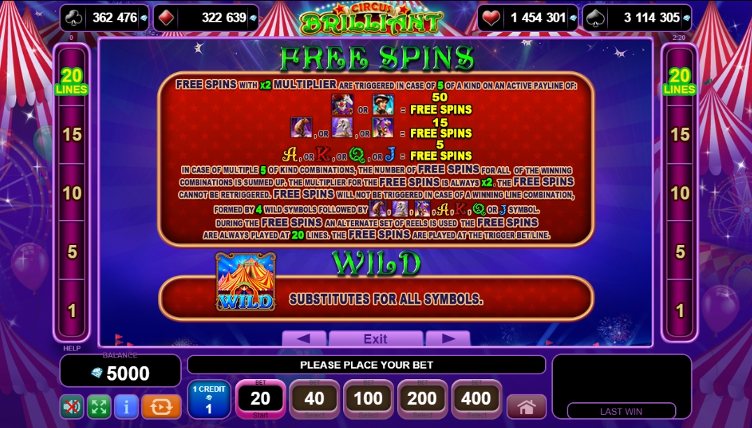 Фриспины в слоте Circus Brilliant