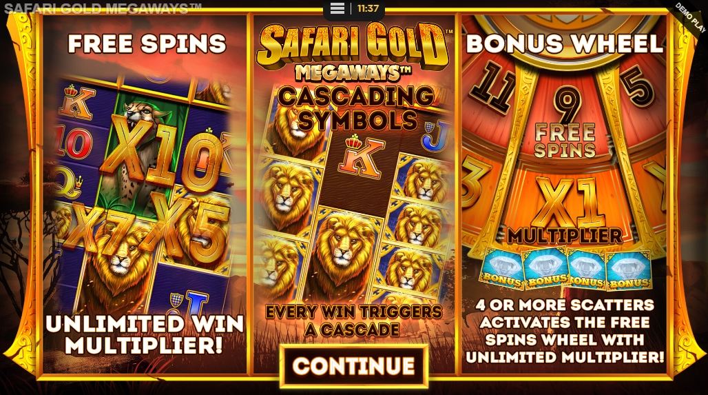 Интерфейс Safari Gold Megaways
