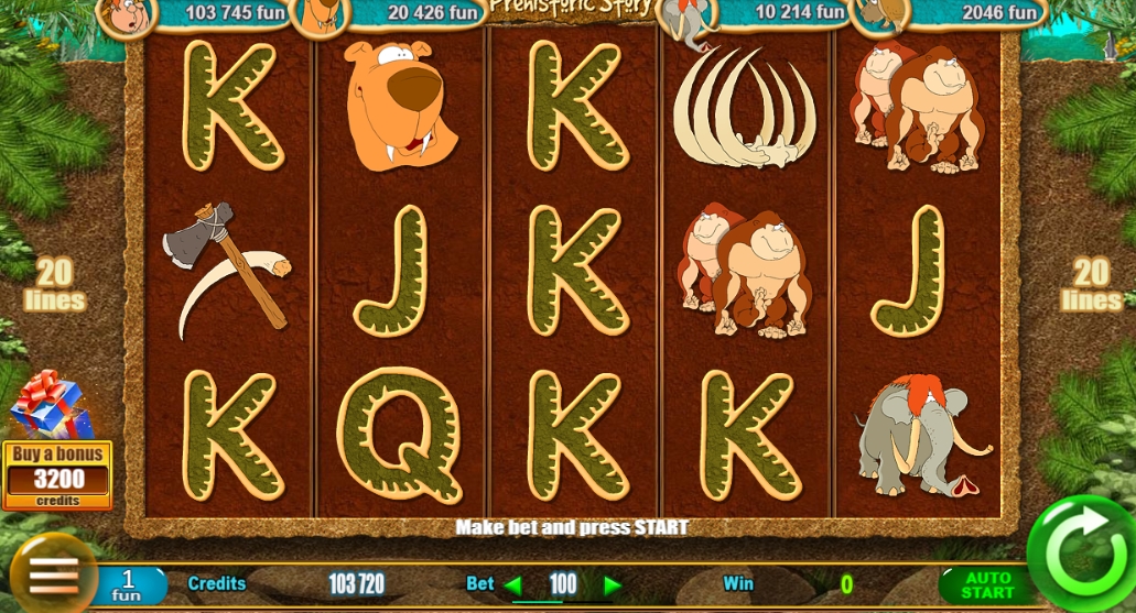 Интерфейс слота Prehistoric Story