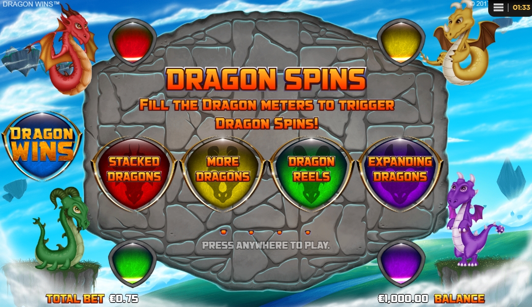 Интерфейс слота Dragon Wins