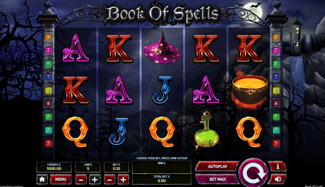 Интерфейс слота Book of Spells