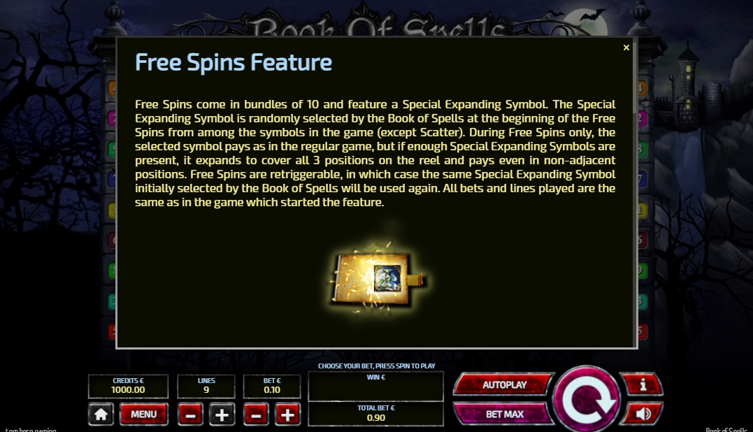 Фриспины в слоте Book of Spells