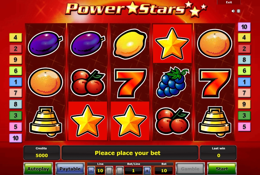 Интерфейс слота Power Stars