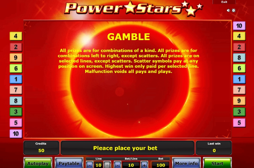 Механика игры в слоте Power Stars