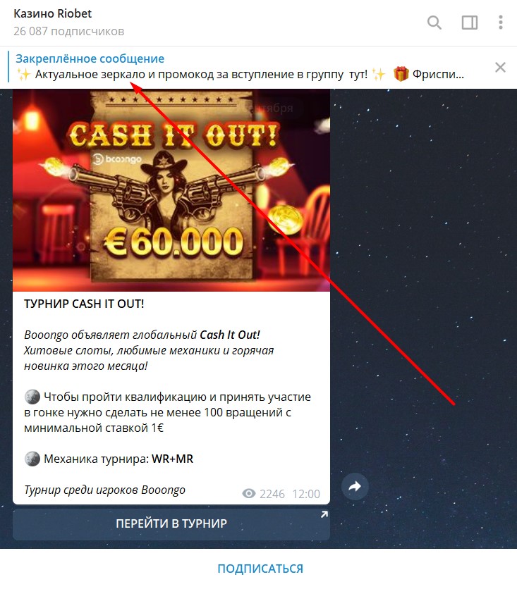 Телеграм канал Риобет