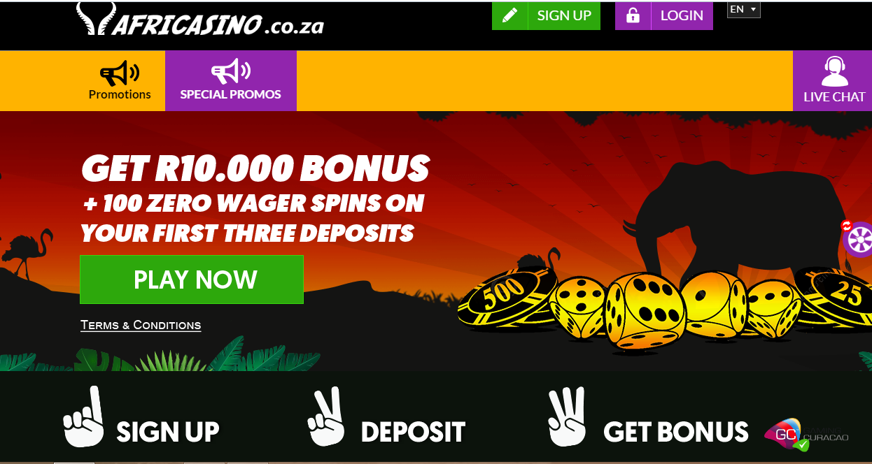 Интерфейс Africasino 