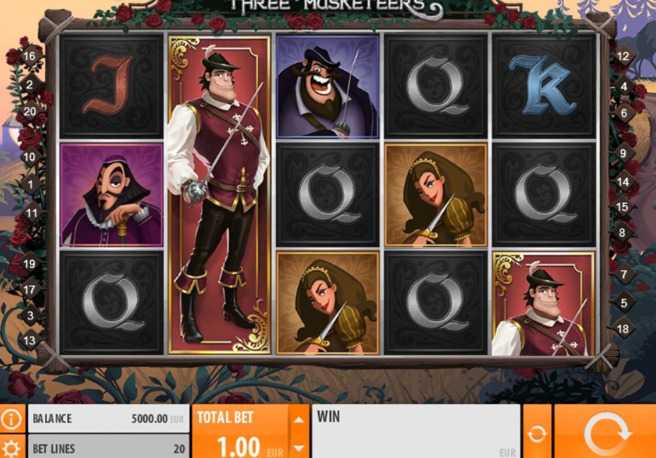 Интерфейс казино The Three Musketeers