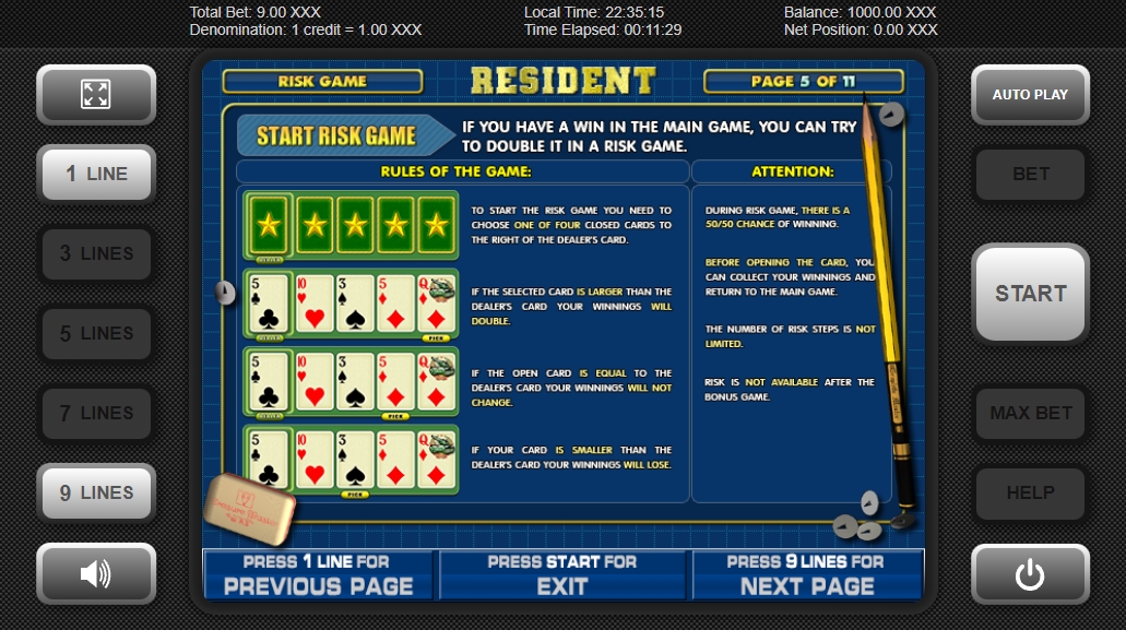Риск-игра в слоте Resident 