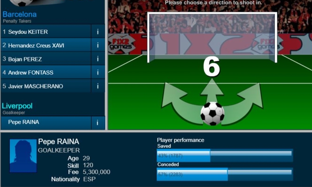 Интерфейс слота Penalty Shootout